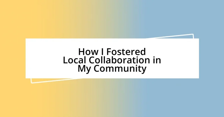 How I Fostered Local Collaboration in My Community