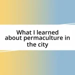 What I learned about permaculture in the city