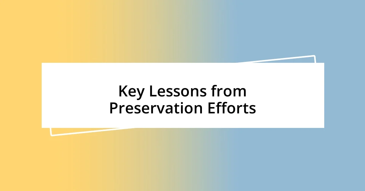 Key Lessons from Preservation Efforts