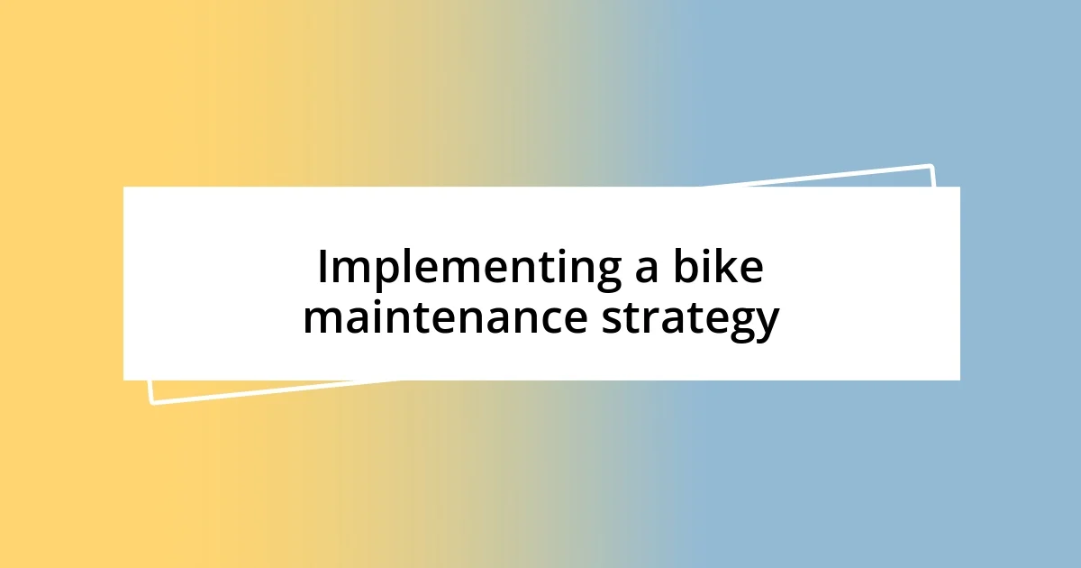 Implementing a bike maintenance strategy