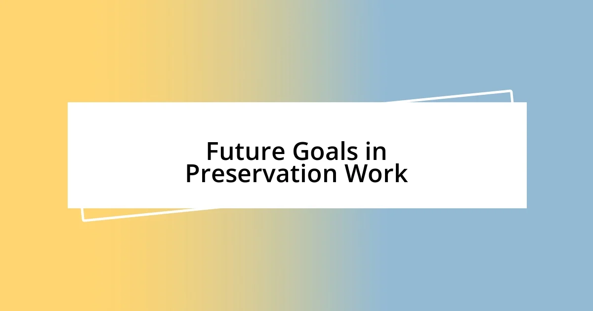 Future Goals in Preservation Work