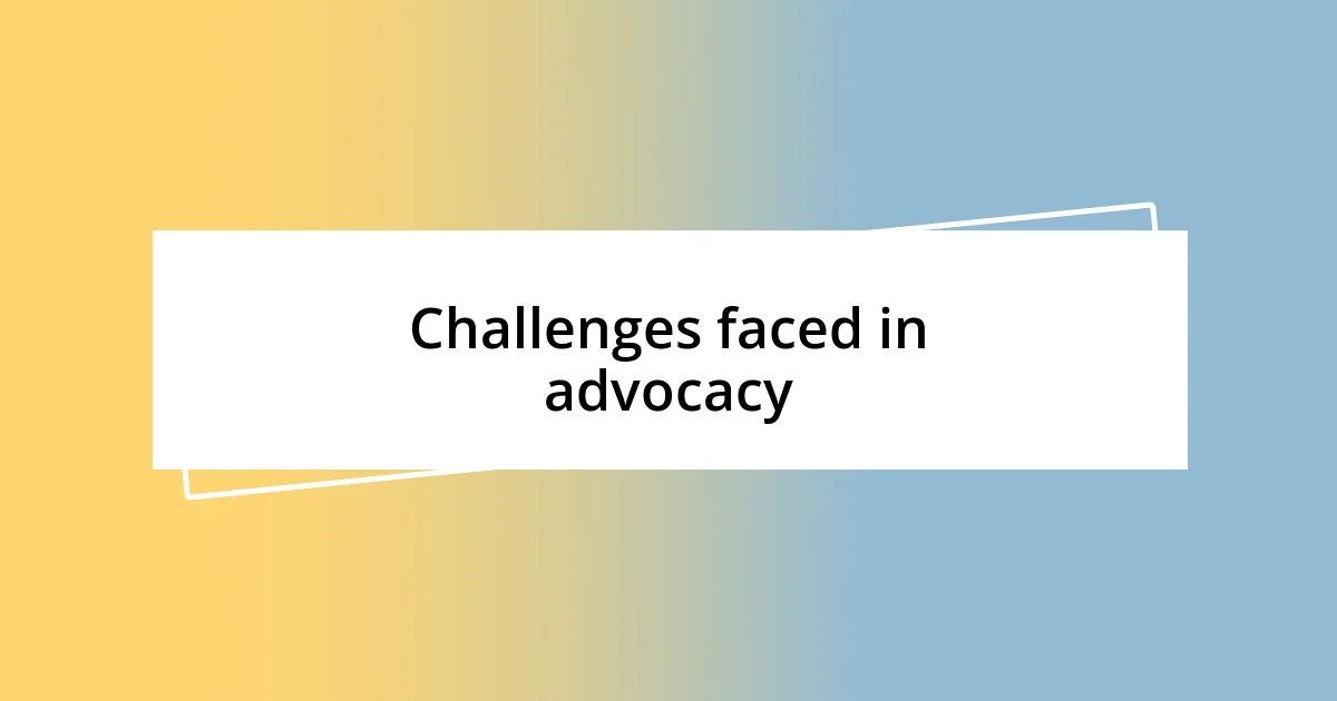 Challenges faced in advocacy