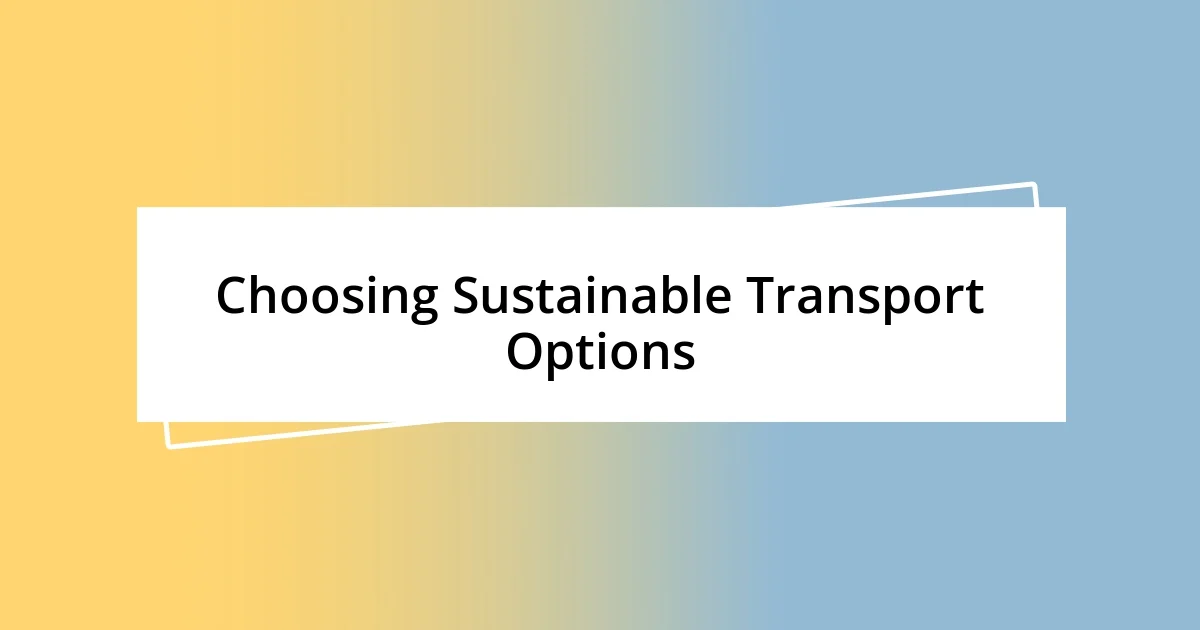 Choosing Sustainable Transport Options