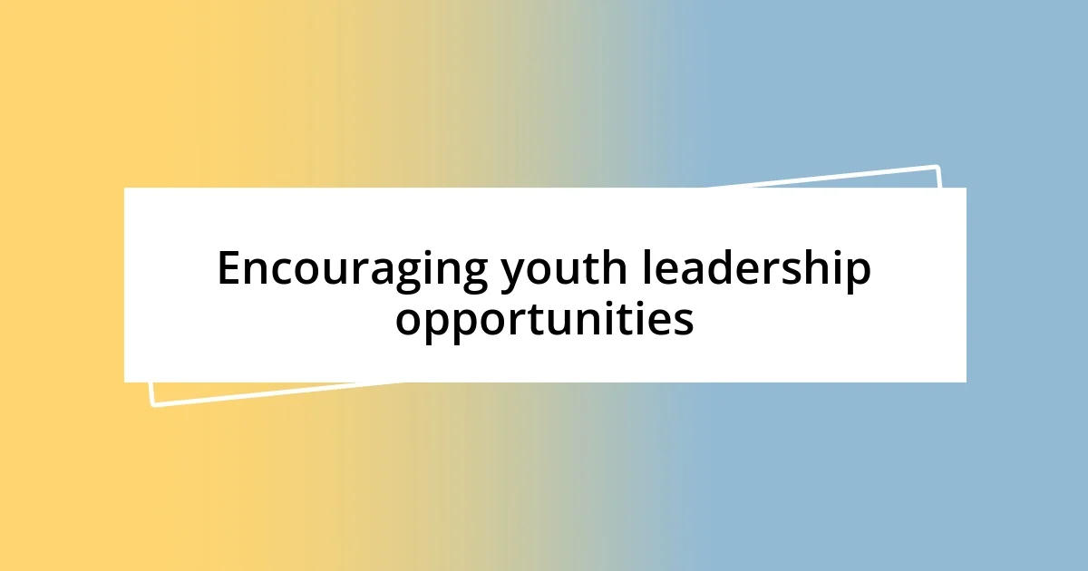 Encouraging youth leadership opportunities