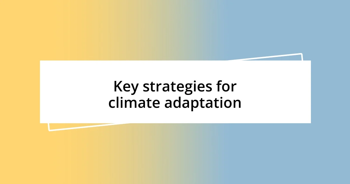 Key strategies for climate adaptation