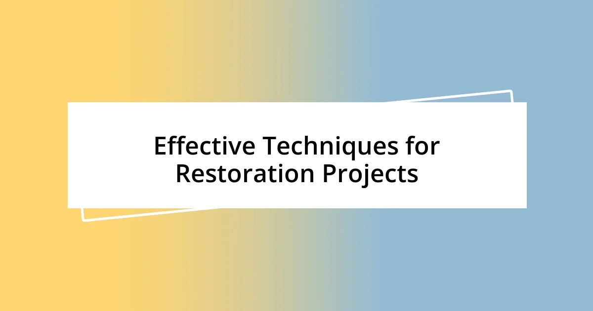 Effective Techniques for Restoration Projects