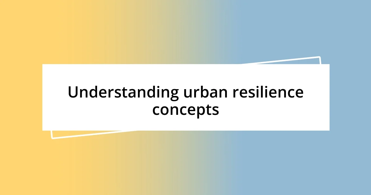 Understanding urban resilience concepts